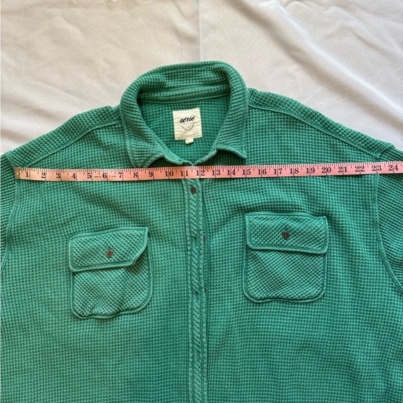 Aerie Women’s Green Lumberjane Waffle Knit Top Size Large - Picture 6 of 10